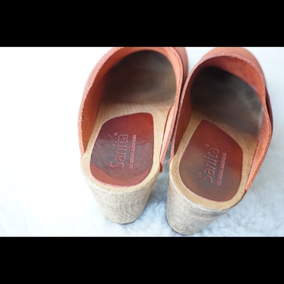 Sanita Danish Leather Clogs Wood Sole - Picture 10 of 12